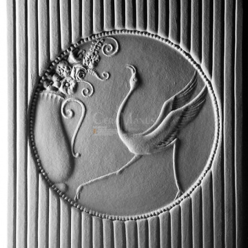 Jugendstil Kachel Kranich
